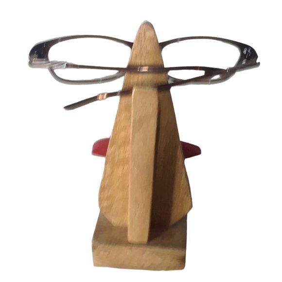Eyeglass Spectacle Holder Stand Wooden with Nose and Big Red Lips - Picture 2 of 7